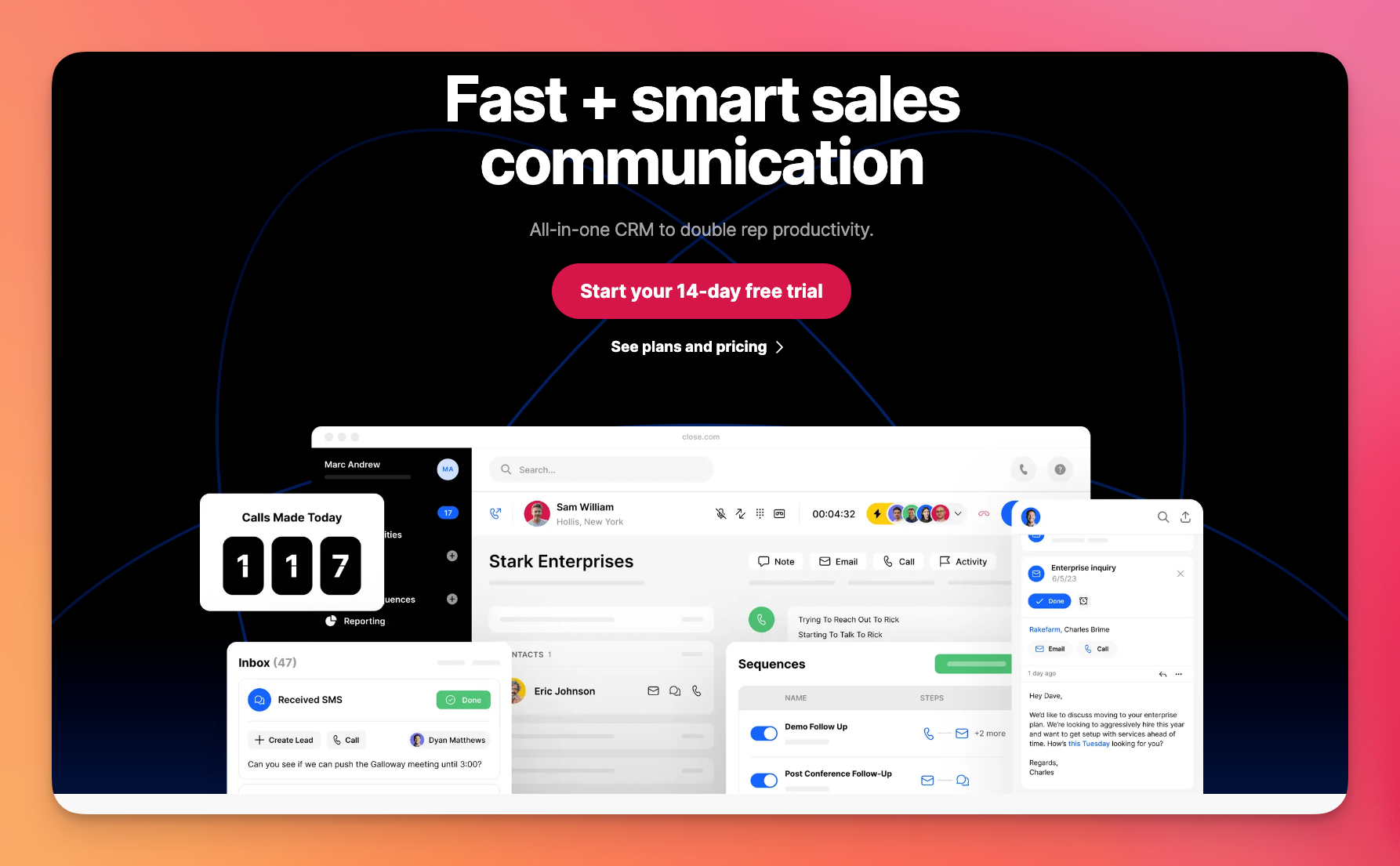 Close.io Integrated CRM Call